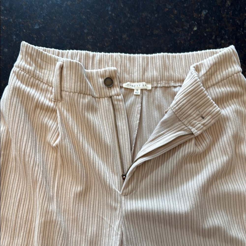 Zara Cream Corduroy Pants Tailored Style